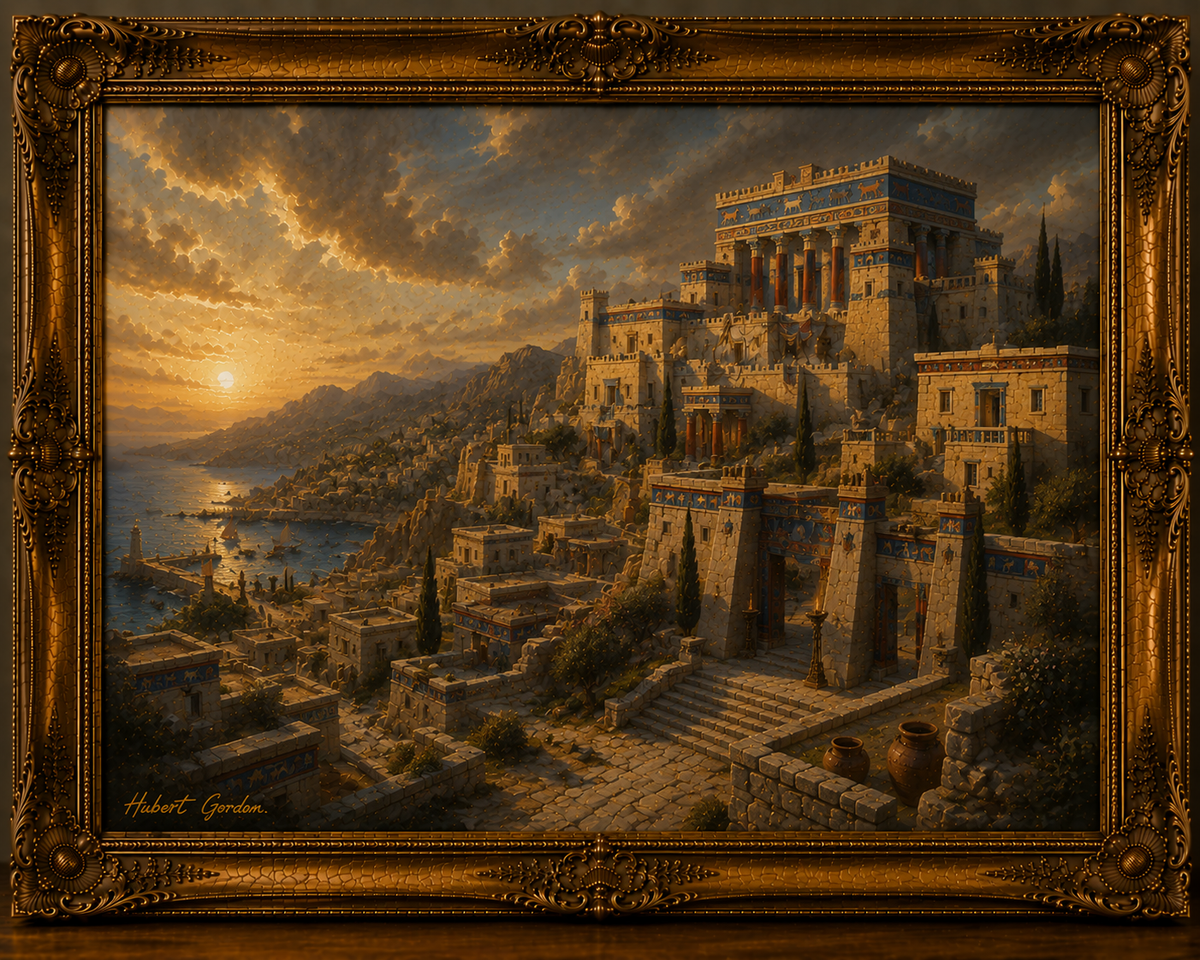 Ancient Seaside Acropolis at Sunset