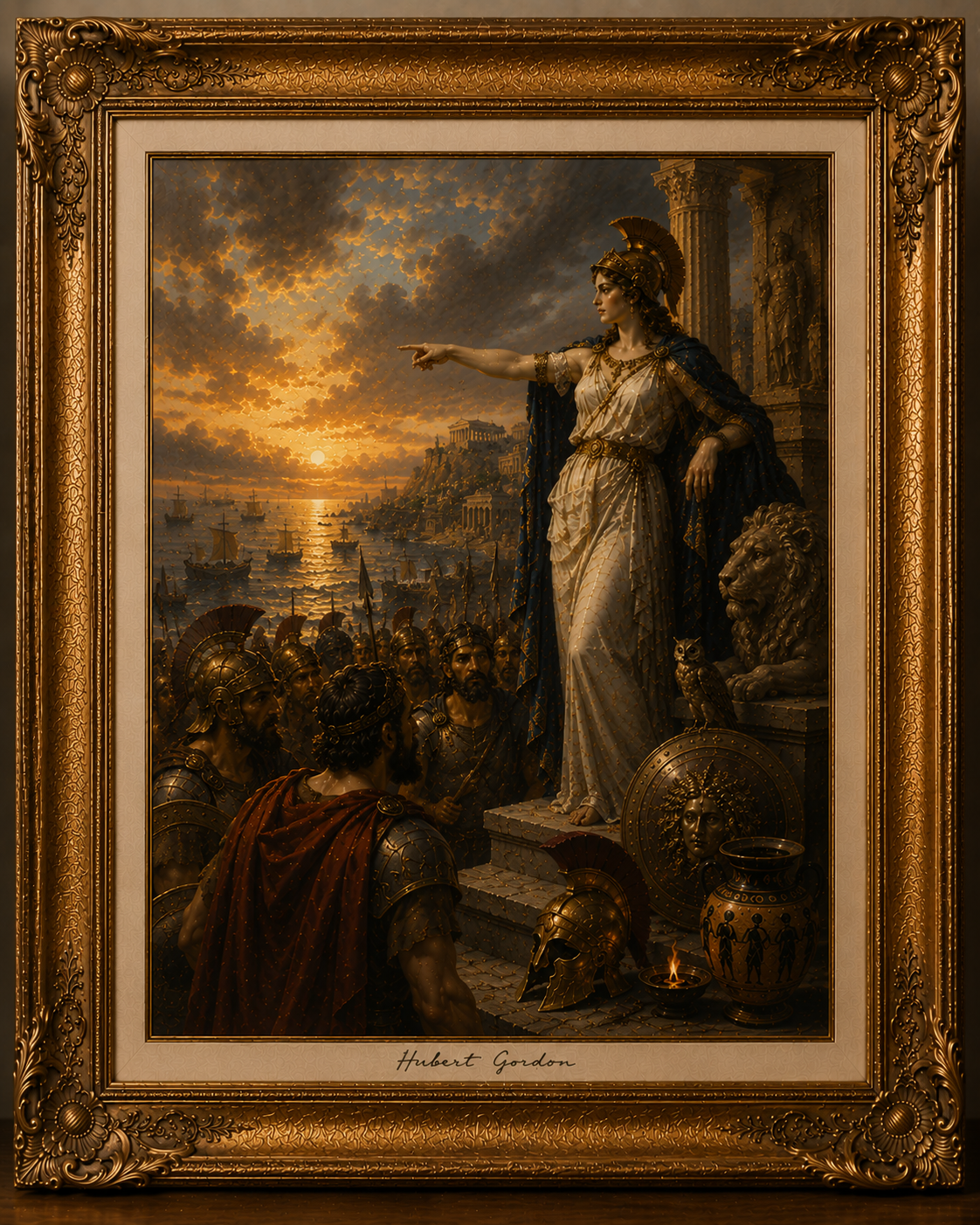 Golden Athena Over the Ancient Harbor