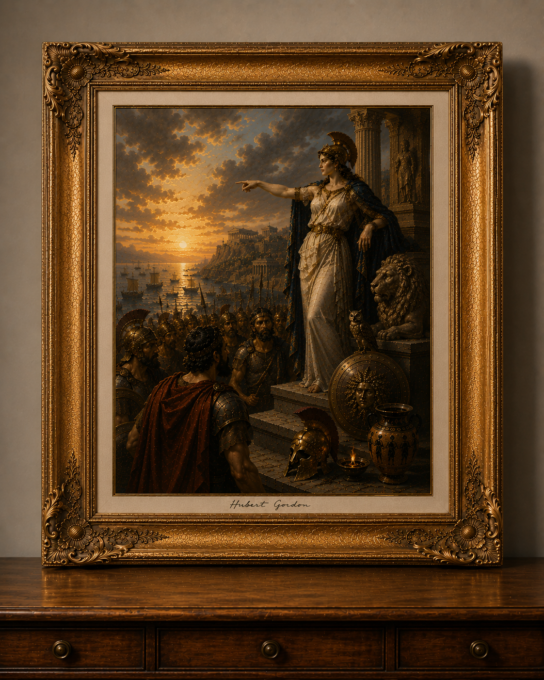 Golden Athena at Sunset
